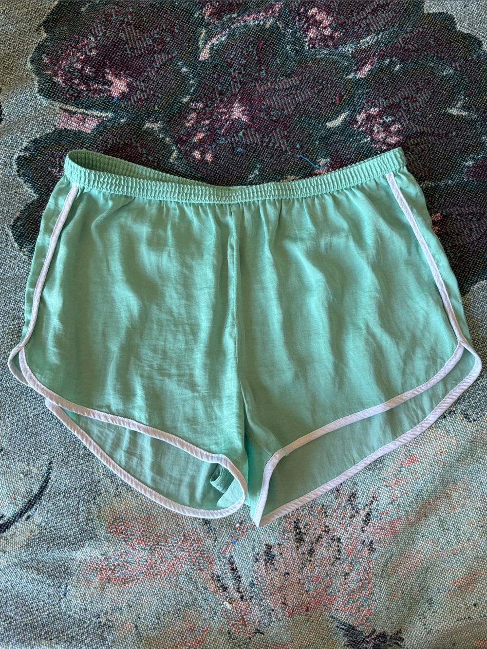 aerie Mint Green Athletic Shorts with White Trim